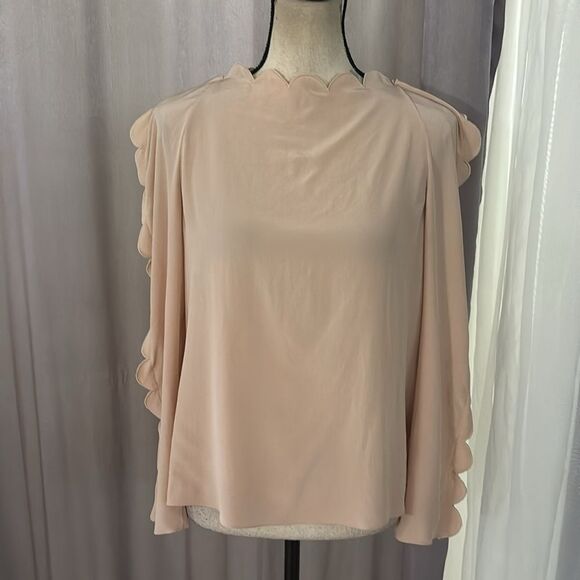 Fendi baby Pink Scalloped Edge Blouse, 100% viscose button, S - Picture 4 of 14